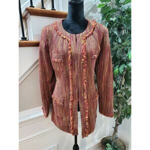 Chadwicks Women's Multicolor Acrylic Long Sleeve Casual Jacket Blazer Size 14